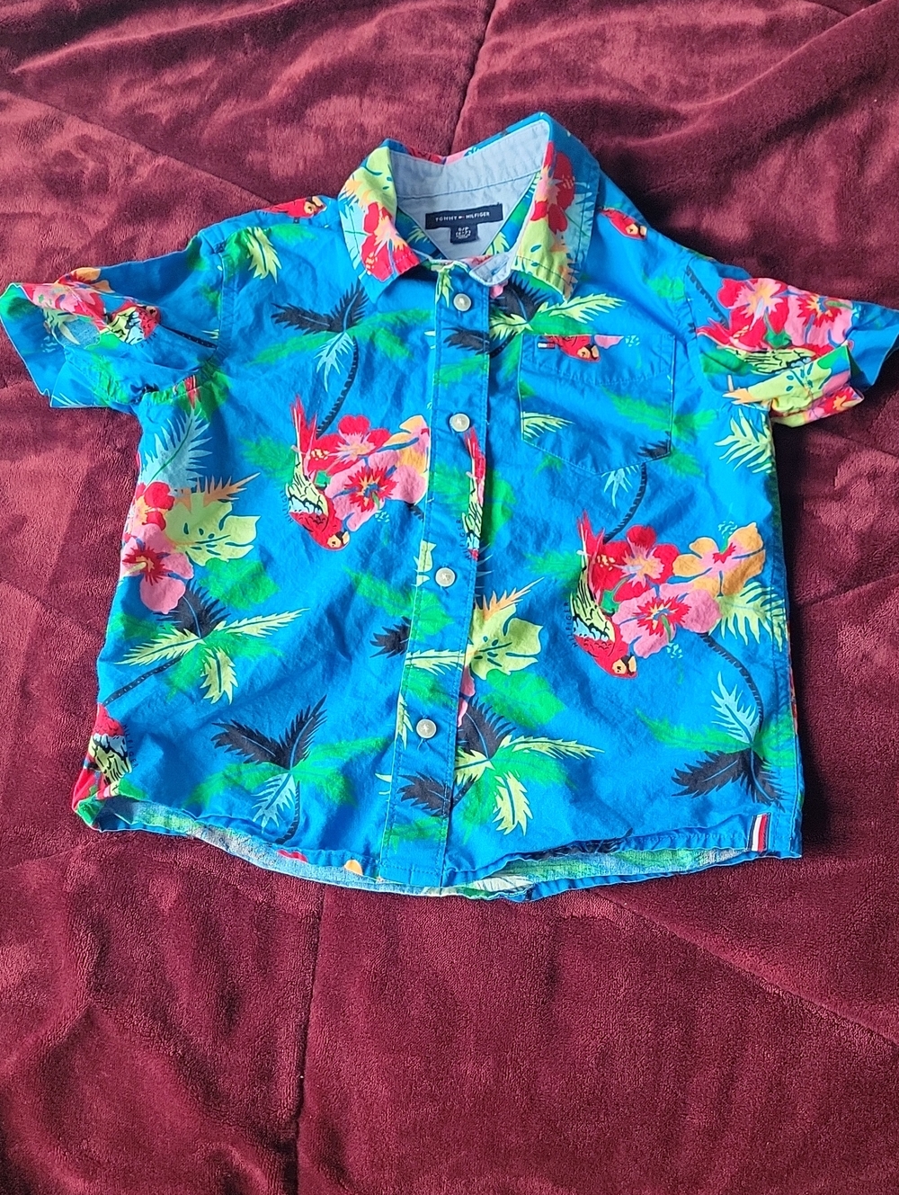 Tommy Hilfiger Blue Tropical Parrot Button-Down Shirt